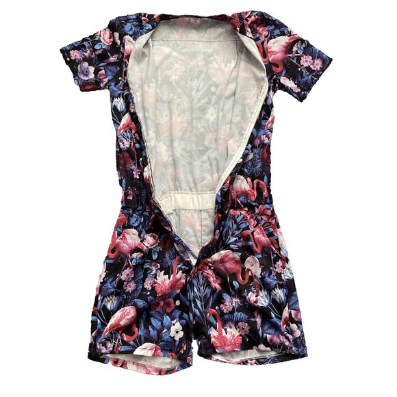 Mens Zip Up Flamingo Romper MEDIUM Shorts Romphim Cruise Resort Vacation - Picture 3 of 15